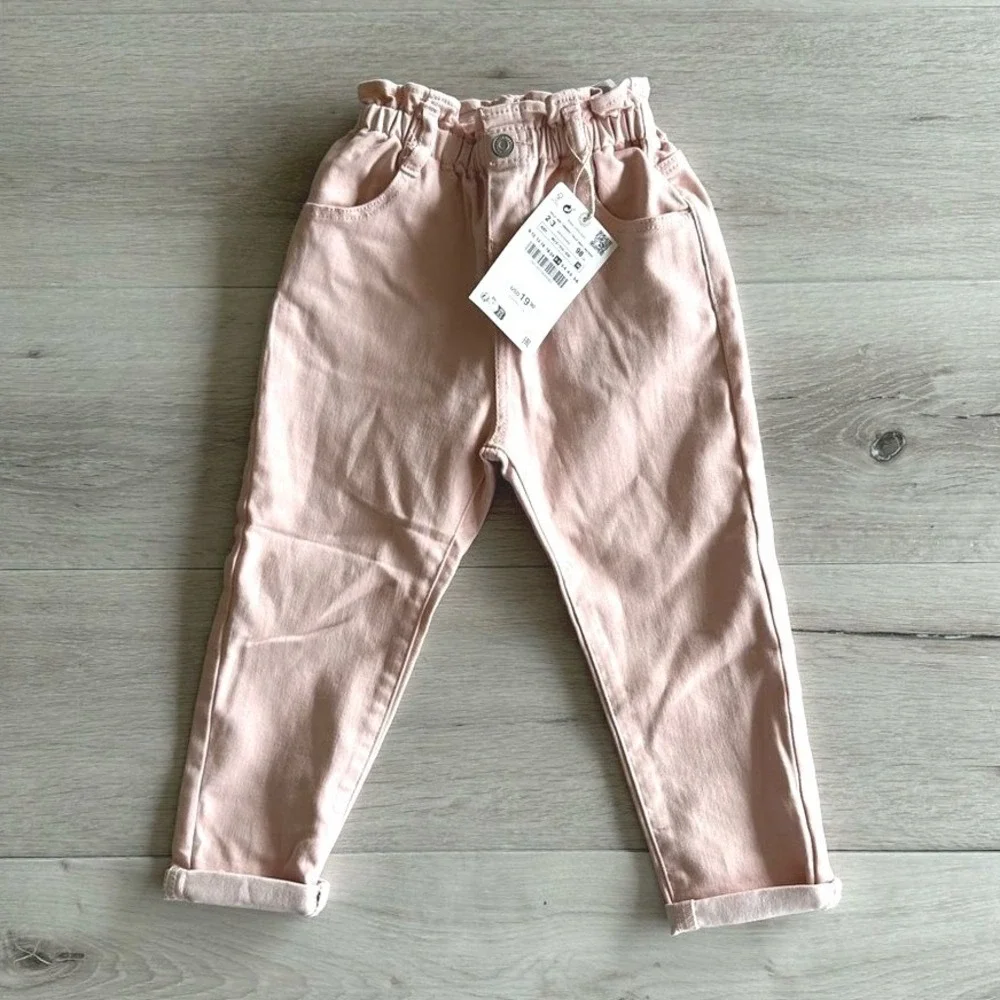 Zara Kids Paperbag Waist Pants Pink 2-3Y‎ New With Tags